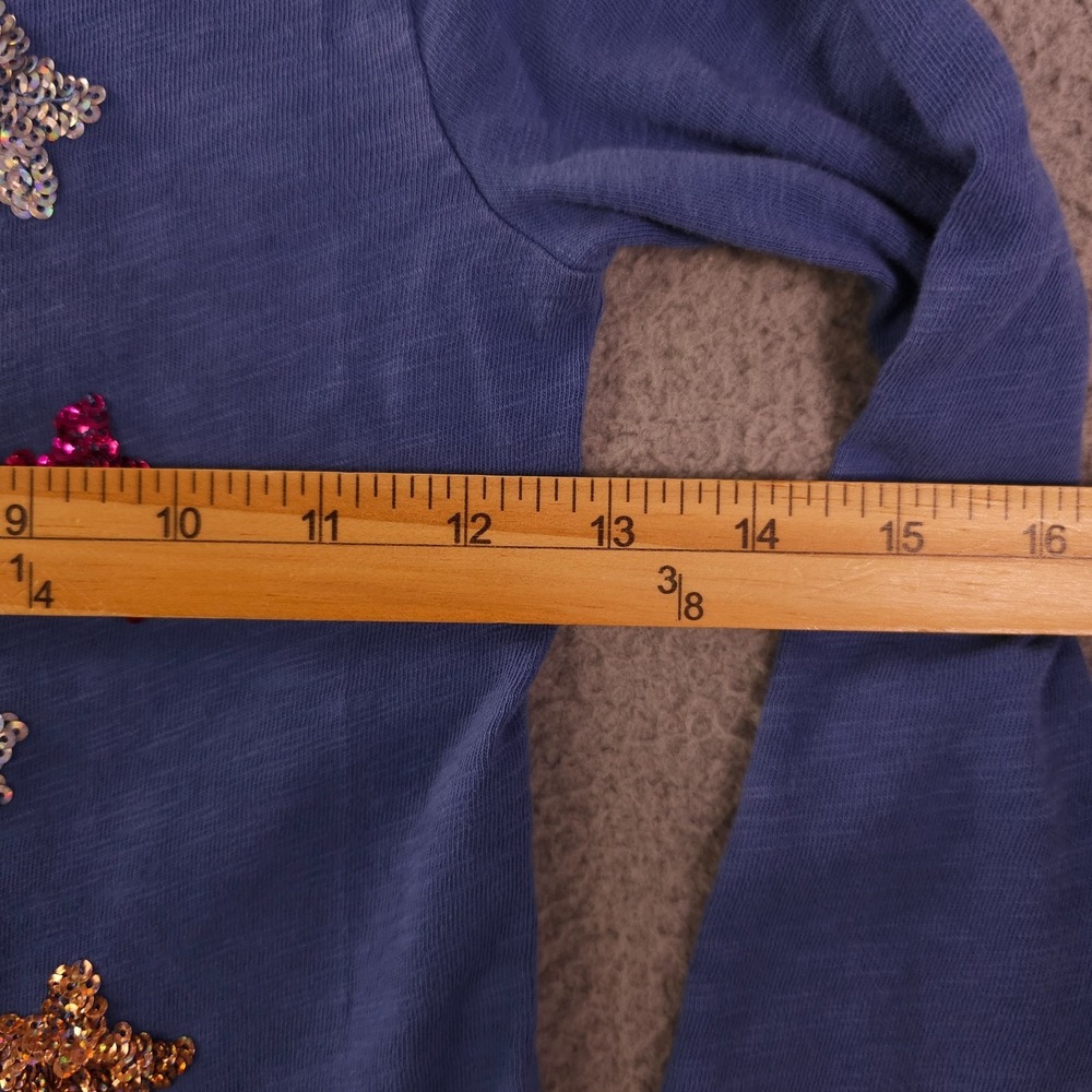 Crewcuts Shirt Girls XS 4-5 Blue Sequin Star Graphic Long Sleeve Tee J Crew - Picture 6 of 10